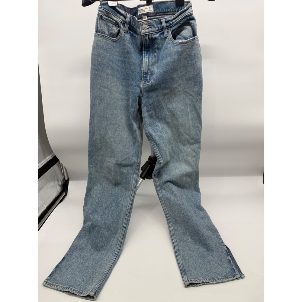 Abercrombie Fitch Curve Love 90s Straight Ultra High Rise Jeans Light Wash 29 8